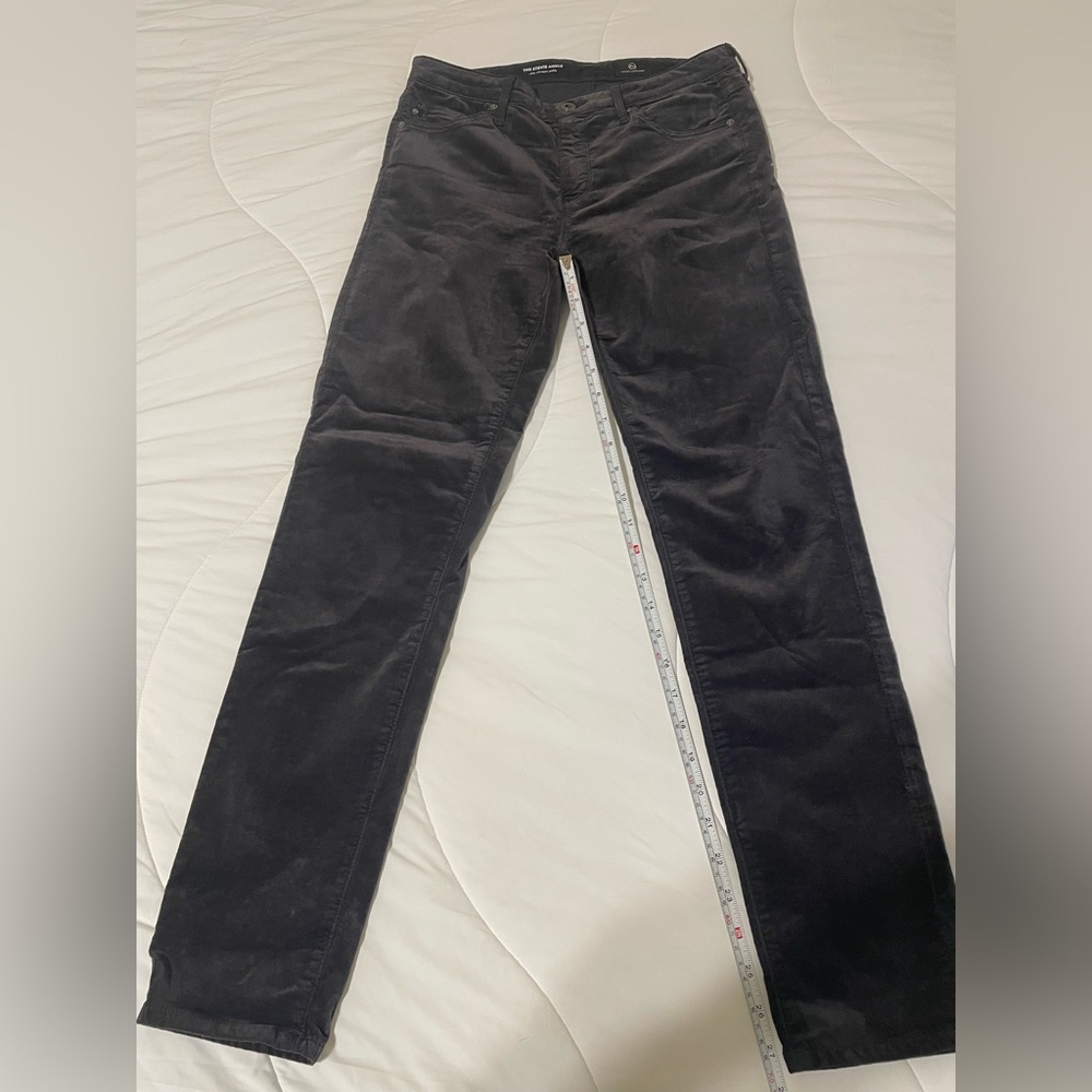 Ag Adriano goldschmied stevie ankle (slim straight ankle) gray velvet jeans 27R
